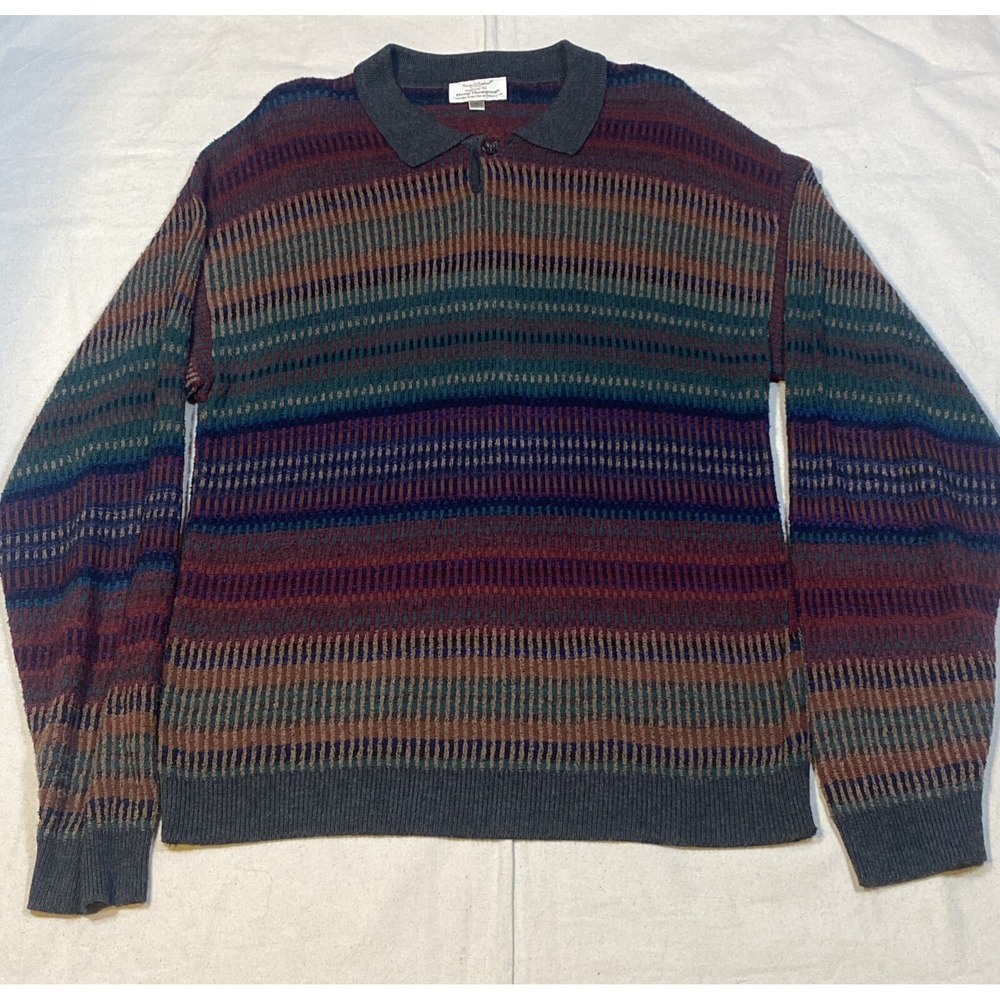 Norm Thompson Vintage Bill Cosby Cotton Striped Multicolor Sweater XL